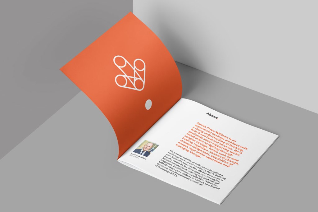 PryceWilliams brochure with an orange cover, open at its About page